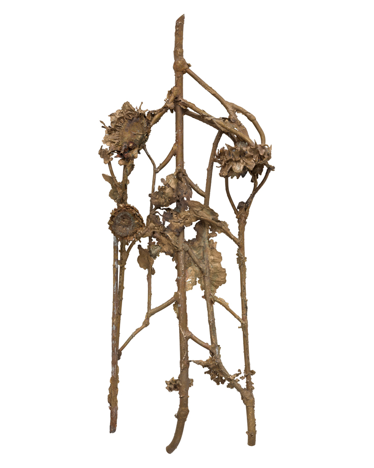 Esteban Cabeza de Baca, Sunflower Gates, 2025, bronze, 34 1/2 x 14 x 5 inches.