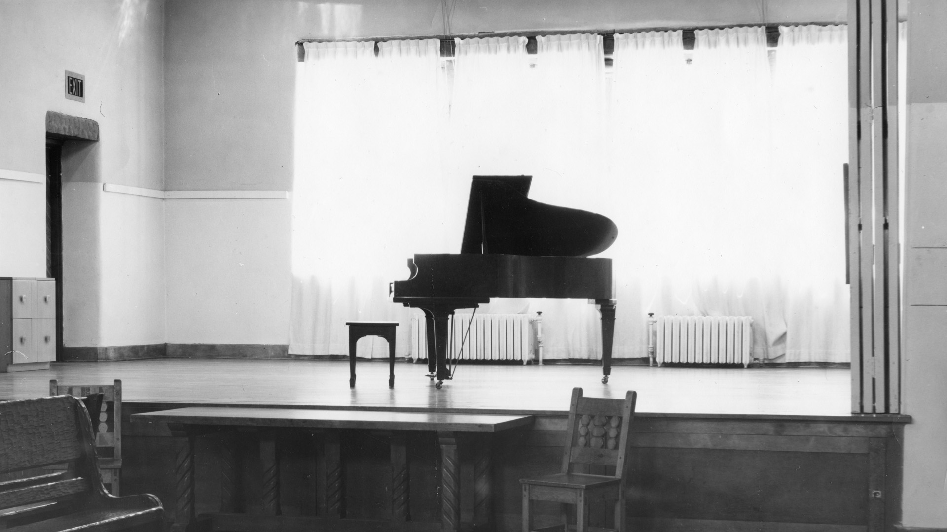 a piano on a stage